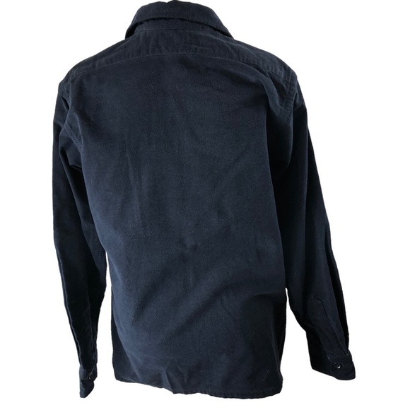 L.L.Bean Flannel Cotton Shirt Women 16 Navy Full Buttoned Front Long Sleeves - Picture 5 of 9